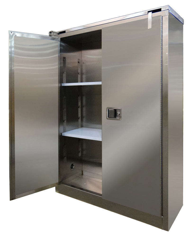 Securall A345-SS 45 gallon stainless steel flammable safety cabinet, self-closing safe-t-door