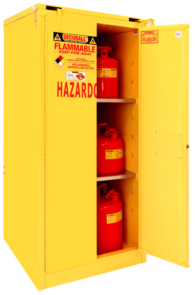 Securall 60 Gallon Hazardous Waste Safety Cabinet for Safety Cans, model W3060, self-closing safe-t-door