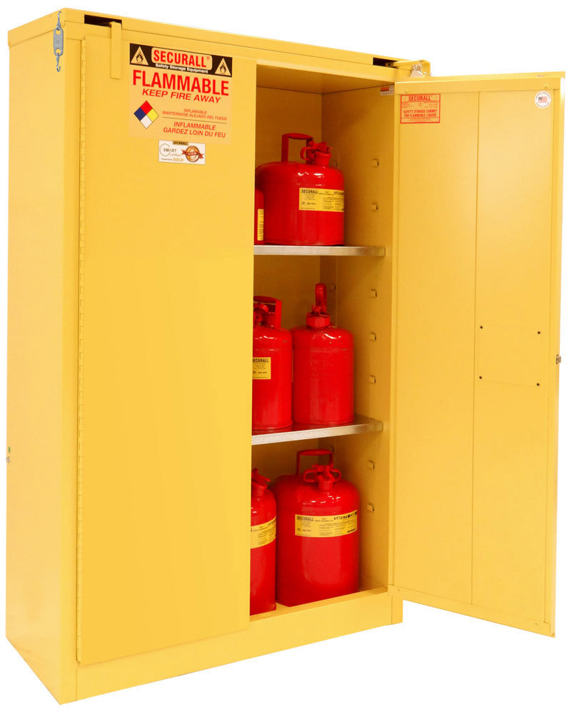 Securall A345 45 gallon flammable safety cabinet, self-closing safe-t-door
