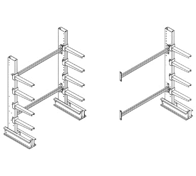 Heavy Duty Single-Sided Cantilever Rack Starter Kit 10' | SU10