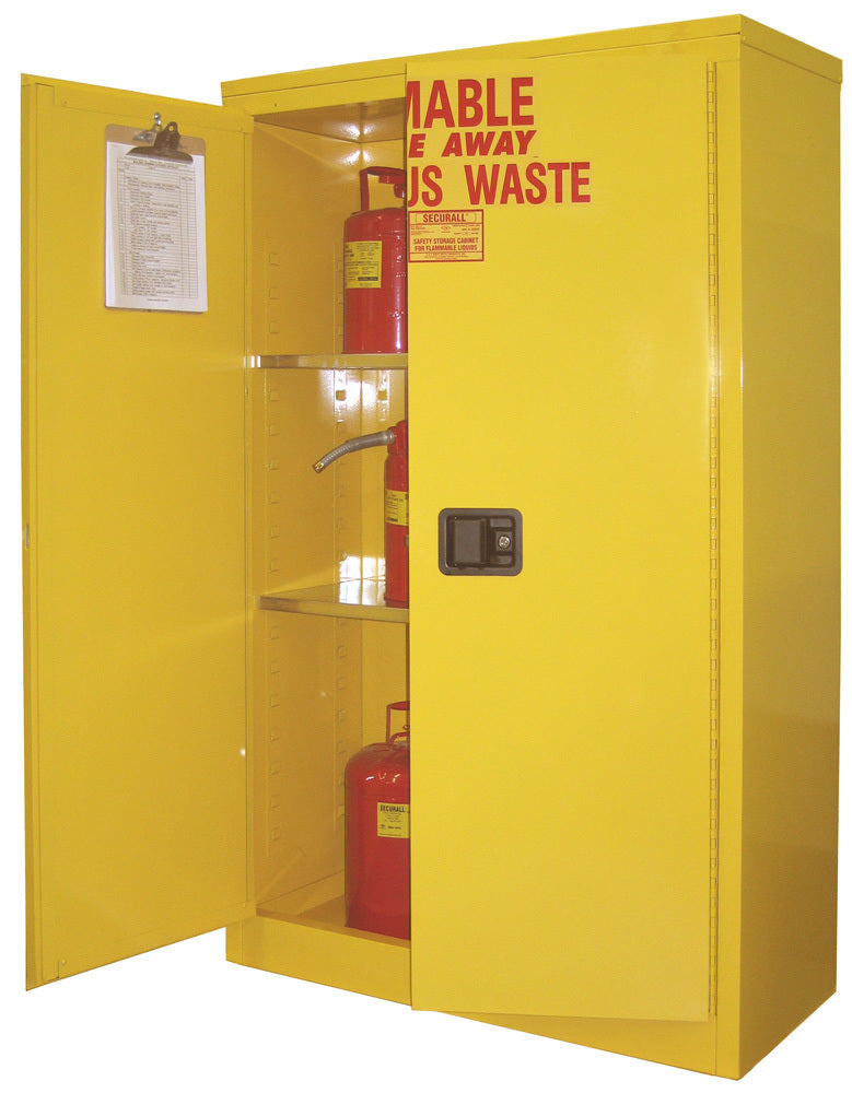Securall 45 Gallon Hazardous Waste Safety Cabinet for Safety Cans, model W1045, manual close