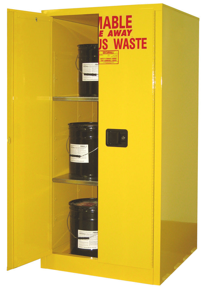 Securall 60 Gallon Hazardous Waste Safety Cabinet for Safety Cans, model W1060, manual close