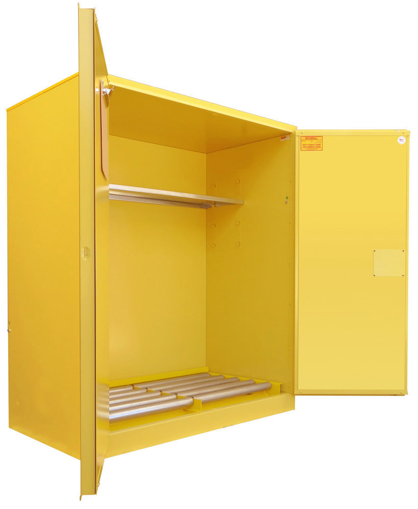 Securall 120 Gallon Hazardous Waste Drum Safety Cabinet, model W1080, manual close