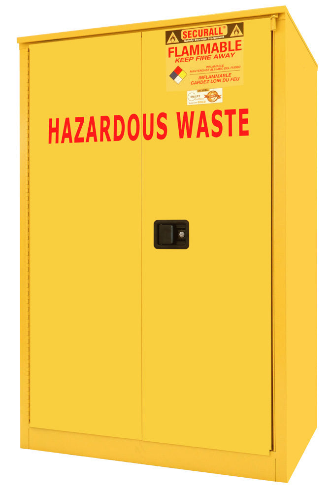 Securall 75 Gallon Hazardous Waste Drum Safety Cabinet, model W2075, self-closing sliding door